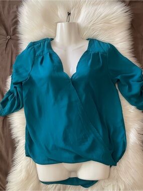 HeartSoul Teal Wrap-Front Blouse